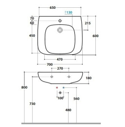 Фото Раковина подвесная Globo Argento (GEA70.BI) белый