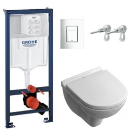 Фото Инсталляция Grohe с безободковым унитазом Villeroy&Boch O.novo 5660 HR01, сиденье микролифт, комплек