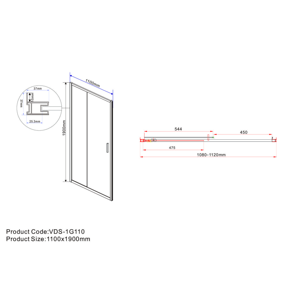 Душевая дверь Vincea Garda (VDS-1G110CL) хром