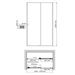 Душевая дверь WasserKRAFT Dill 61S13, универсальная, 110 х 200 см