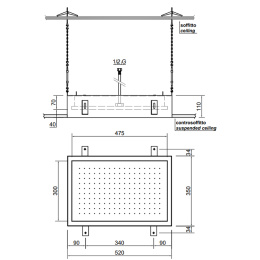 Фото Antonio Lupi Meteo METEO2.A Встраиваемый верхний душ 52 x 35 x 11 см. цвет. Зеркальная сталь