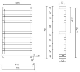 Фото Полотенцесушитель электрический Margaroli Panorama (Панорама) 864-8 Box 8644708CRPB