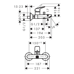 Смеситель для ванны и душа Hansgrohe  (71400670) черный матовый