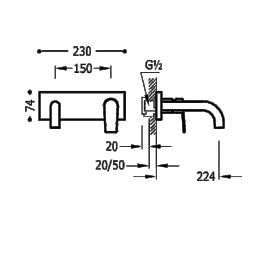 Фото Смеситель для раковины настенный Tres Project 21120002NM черный матовый