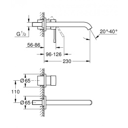 Grohe Essence New 19967001 Смеситель для раковины настенный встраиваемый