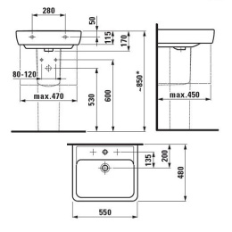 Раковина Laufen Pro 8.1895.1.000.104.1 55*48 см