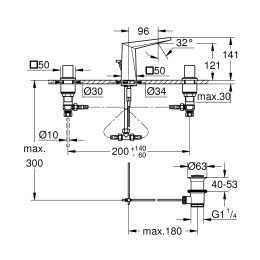 Grohe Allure Brilliant 20342000 Смеситель для раковины, на 3 отверстия