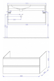 Фото Тумба под раковину Jacob Delafon Madeleine EB2055-J52+EXAD112-Z-00 правосторонняя 100 СМ