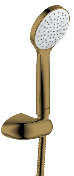 Damixa 914540000 Eclipse Gold душевой набор: 100 мм, 1ф, наст. держатель, шланг 1,5м