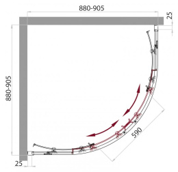 Душевой уголок BelBagno Sela SELA-R-2-90-C-Cr, 90 x 90 x 190 см, стекло прозрачное