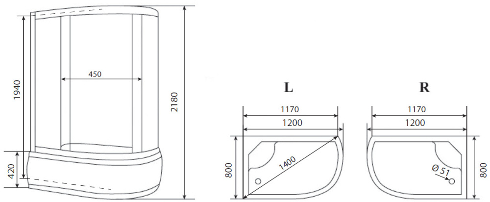 Душевая кабина 120x80x218 Timo (TE-0720R) С гидромассажем, акрил, Поддон глубокий