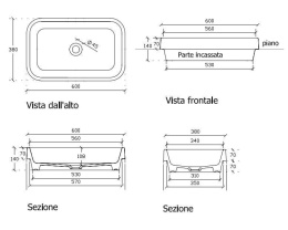 Раковина встраиваемая 60 см Galassia Meg11 (5452)