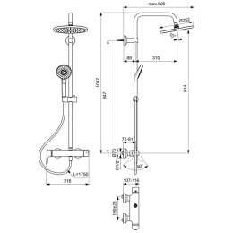 Душевая система с настенным смесителем для душа Ideal Standard IDEALRAIN ECO EVO B2266AA