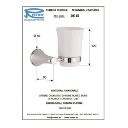 Фото Remer Delicata DE15CR Стакан для зубных щёток подвесной (белый | хром)