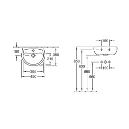Раковина компактная 73594701 VILLEROY&BOCH OMNIA Pro, 450х350 мм