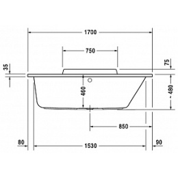 Акриловая ванна 170x75 Duravit (700297000000000), прямоугольная, Гидромассаж: нет