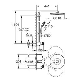 Душевая система Grohe Euphoria SmartControl System 310 Duo 22120KF0 с термостатом Фантомный черный