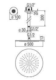 NOBILI AD138/56CR_AD139/115CR Верхний душ с кронштейном (хром)