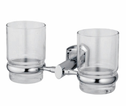 Стакан стеклянный с держателем WasserKRAFT Oder 3028D, двойной
