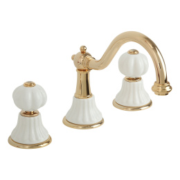 Фото Migliore Olivia 19023 Смеситель для раковины на 3 отв, "click-clack", бел./золото
