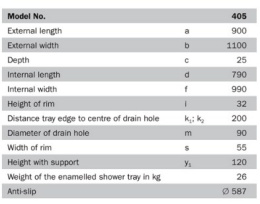 Поддон душевой Kaldewei Superplan мод 405-2 90 x 110 x h12 cм, 430535000001 anti-slip