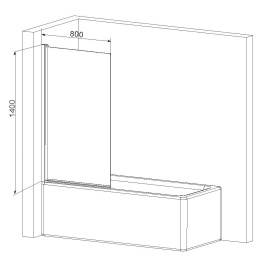 Шторка на борт ванны Am.Pm Gem (W90BS-D080-140CT) хром, прозрачное