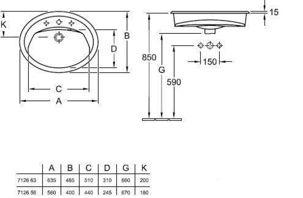 Фото Раковина встраиваемая 71265601 VILLEROY&BOCH OMNIA Classic, 560х400 мм