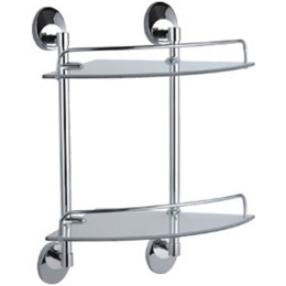 Фото Полка стеклянная 2-ярусная с круглыми ножками Haiba HB1607-2