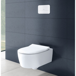 Подвесной унитаз безободковый Villeroy&Boch Avento 5656 RSR1 с крышкой-сиденьем Slimseat 9M87 S1, ал