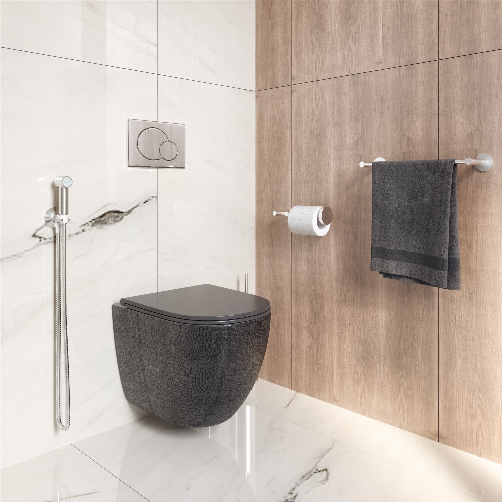 Унитаз подвесной Grossman (GR-4455BBLS) черный глянцевый с текстурой кожи крокодила