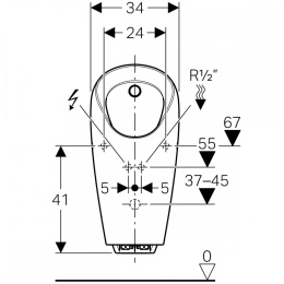 Писсуар Geberit Selva 116.083.00.1, со встроенным управлением, питание от батарей