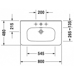 Раковина 80 см Duravit Durastyle 2320800000, белый