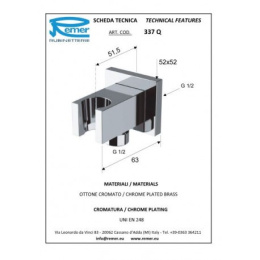 Подключение для душевого шланга REMER (337QCFP) хром черный шлифованный