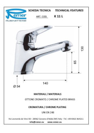 Фото Смеситель Remer для раковины RR K11L