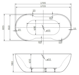 Фото Акриловая ванна BelBagno 179,5х85,5 (BB28) Белый