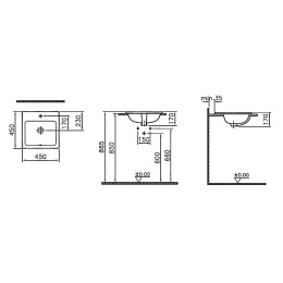 Раковина встраиваемая сверху 45 см Vitra S20 (5463B003-0001) белый