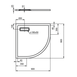 Поддон душевой Ideal Standart Ultra Flat New T449201 90 x 90 см ультратонкий, четверть круга, белый