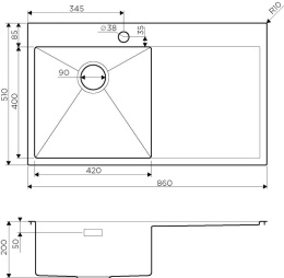 Кухонная мойка Omoikiri Akisame 86-IN-L (4993760) нержавеющая сталь