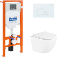Комплект 3 в 1 Унитаз подвесной BelBagno+Система инсталляции BB3105CHR/SC/BB002-80/BB014-SR-BIANCO