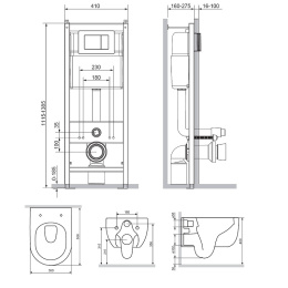 Комплект унитаза с инсталляцией Damixa Scandinavian Pure DX36.IS10151.1701 с сиденьем и клавишей