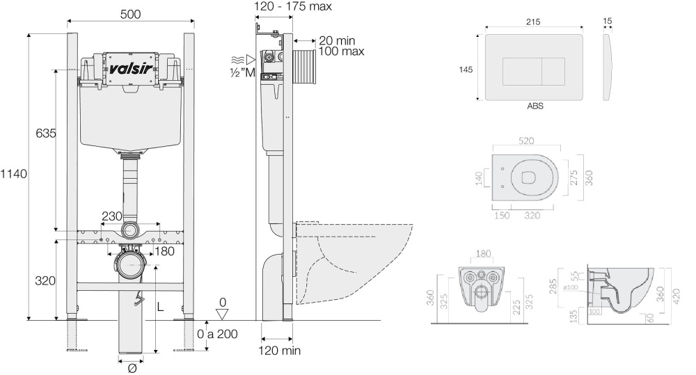 KIT VSWG 7334GM Std P1 Комплект инсталляции 4 в 1, WINNER S BLOCK VS0853202, унитаз DREAM 7334GM, кр