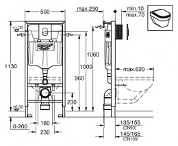 Инсталляция Grohe с унитазом Roca Hall 346627000, сиденье микролифт 38721001/7.3466.2.700.0/7.8016.2