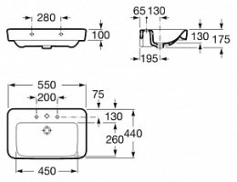 Фото Раковина 55 см Roca Dama Senso Square (32751C000) белый