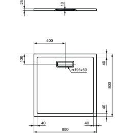 Ультратонкий акриловый квадратный душевой поддон 800x800x25 мм Ideal Standard ULTRAFLAT NEW T4466V3