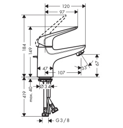 Фото Смеситель для раковины Hansgrohe Novus 71022000, с донным клапаном
